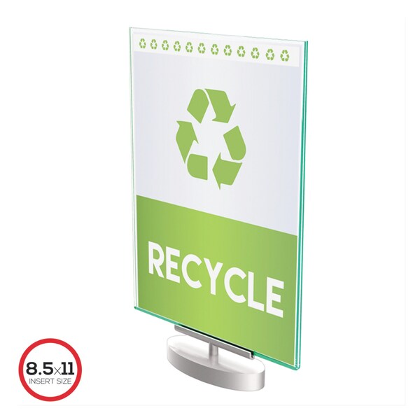 Deflecto Superior Image Swivel Sign Holder w/Green Edge, 8 1/2 x 11 Insert, Silver Base 691590 - main